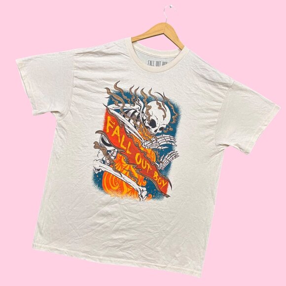 Fall Out Boy Burning Skeleton Punk Rock Band Tee XL - Picture 3 of 4